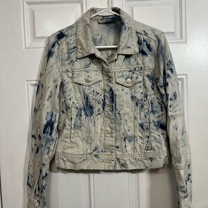 Free People Acid Wash Tie-Dye Jean Denim Jacket Size Small